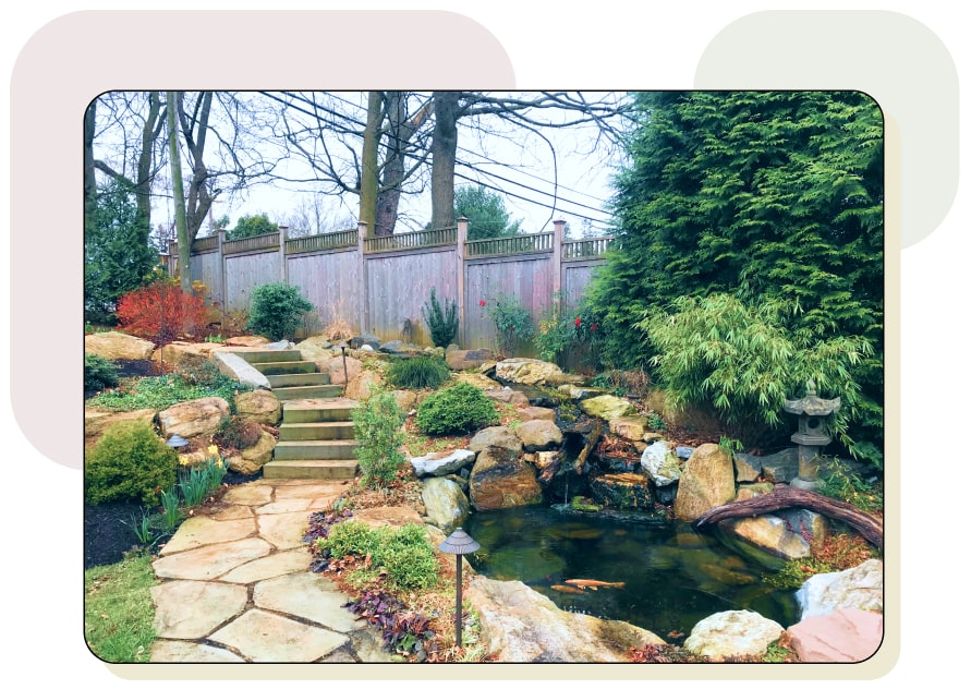 Hardscaping with a koi pond