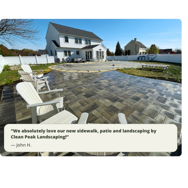 beautiful patio with testimonial overlaid